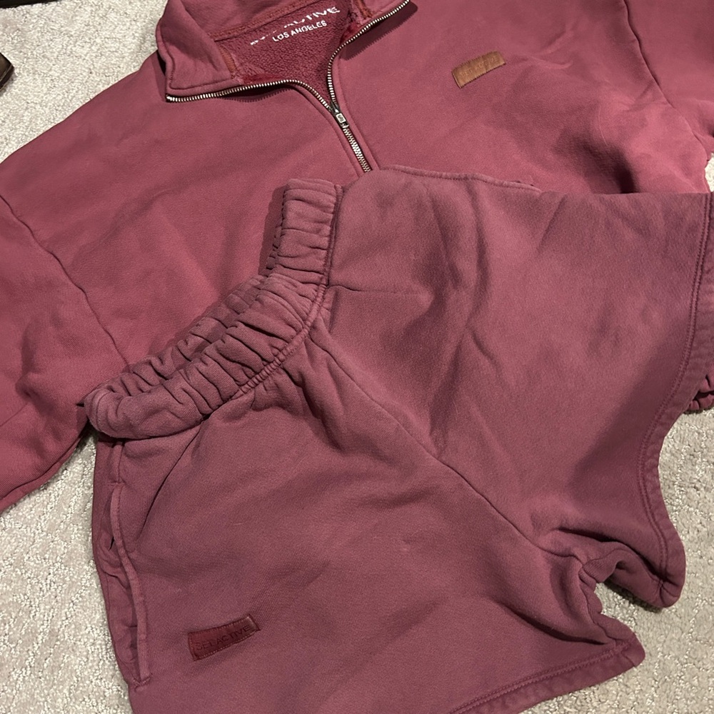 SET Active Mauve Half-Zip Cropped Sweatshirt - Picture 4 of 6